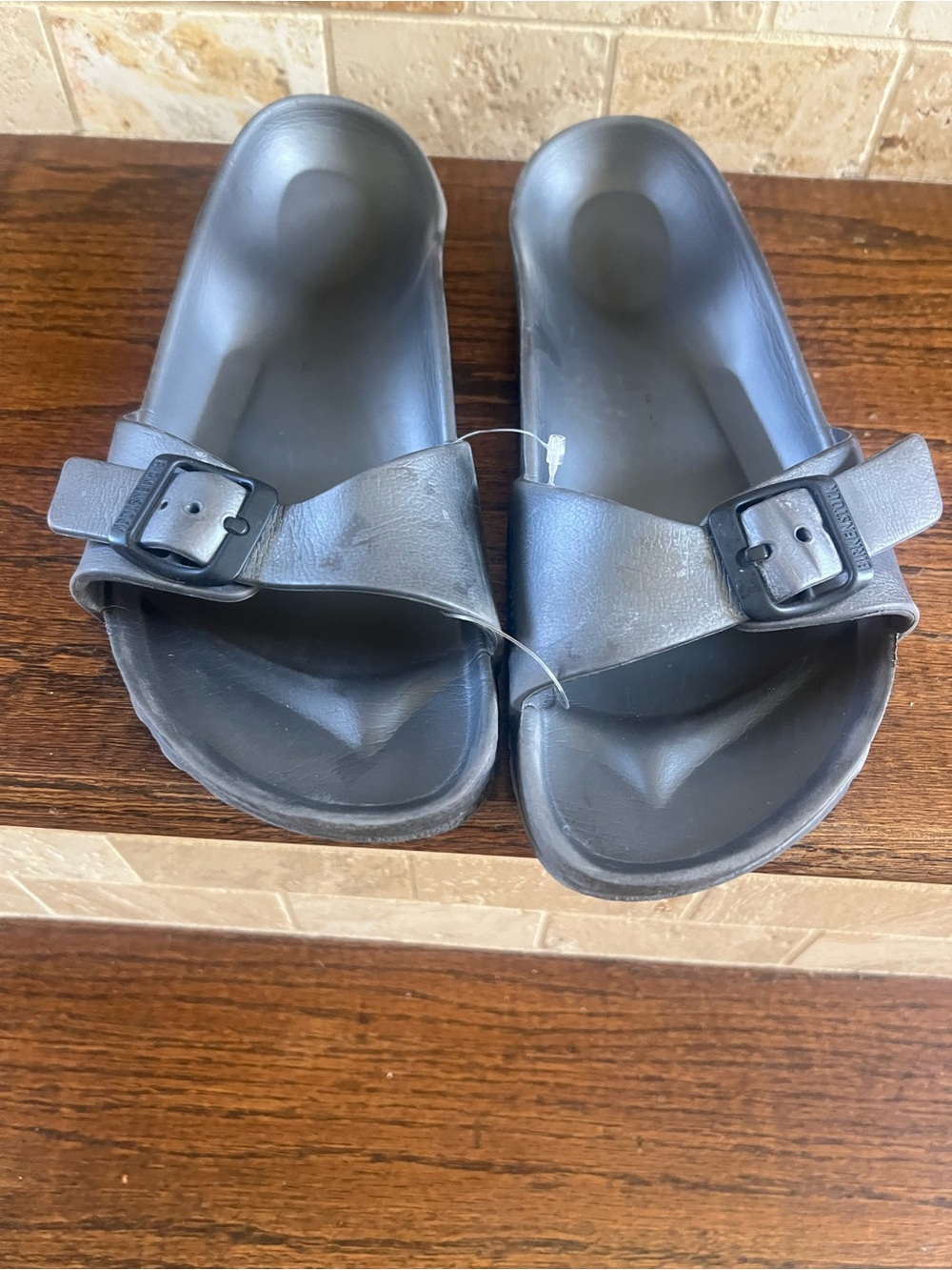 Birkenstock Dark Grey EVA Single Buckle Slide Sandals